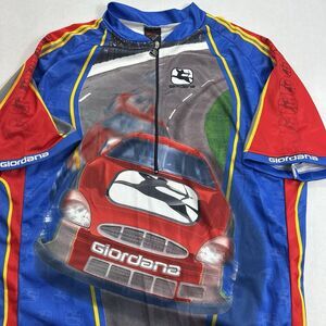 Giordana Cycling Jersey Nascar Men Quarter Zip Made in Italy  Shirt Blue Size XL